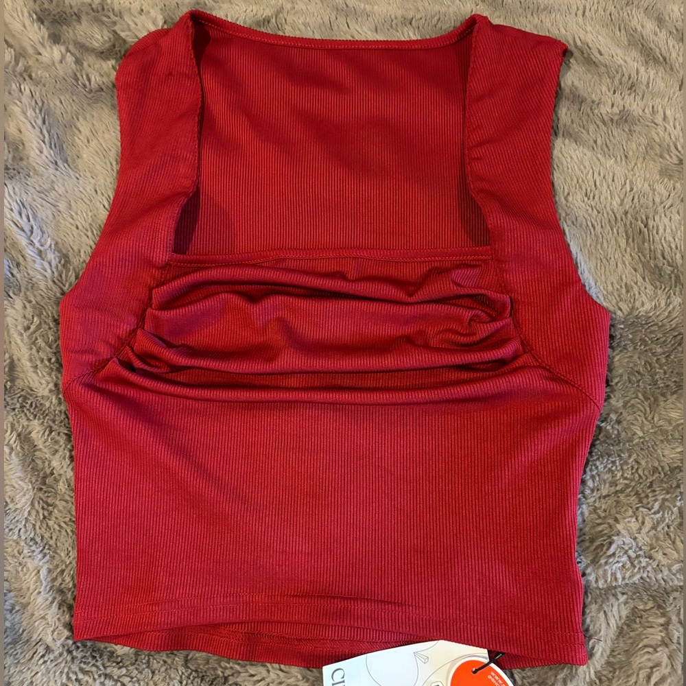 Ruched Cider Red Tank Top - New w/ Tags